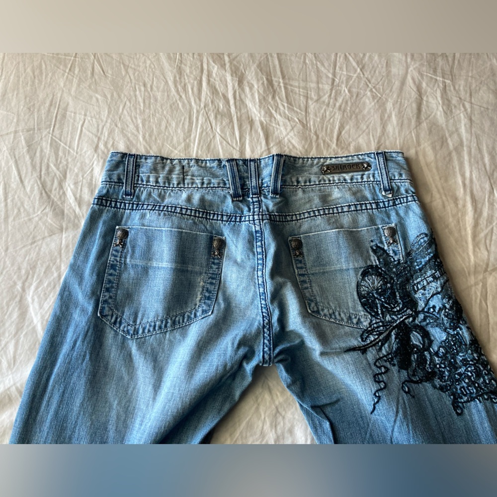 Vintage Rerock Women’s Embroidered Wide Leg Jeans - Picture 12 of 16